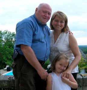 Dick, Michelle and Sophia during a visit to stay with us in France